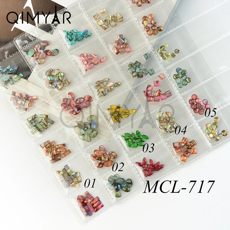 Wholesale 6 Grid Pack Fancy Natural Abalone Slices Nail Art Decoration Accessories, As the picture
Wholesale 6 Grid Pack Fancy Natural Abalone Slices Nail Art Decoration Accessories, As the picture