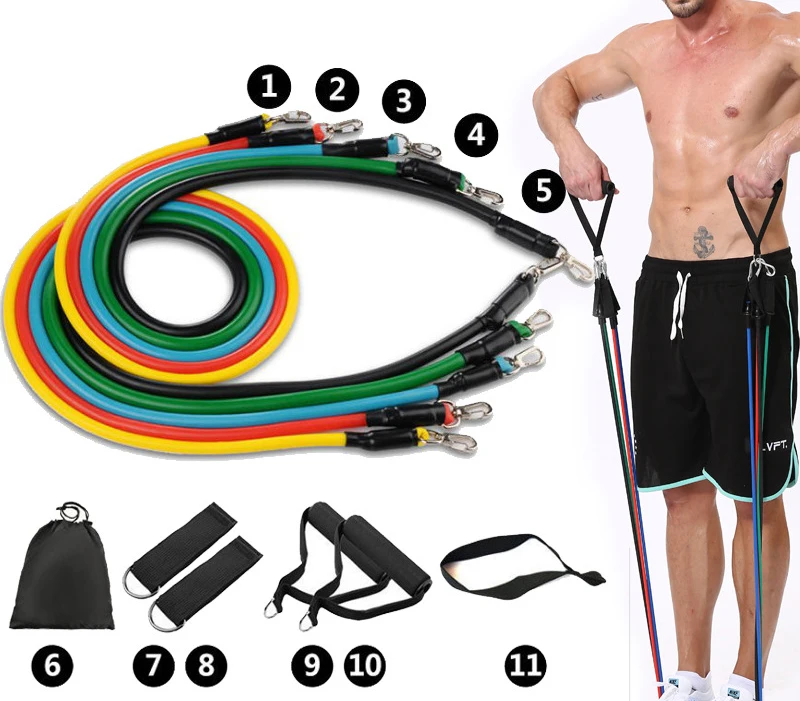 Home 11 sets Adjustable fitness strength training pull rope chest expander, Picture color
Home 11 sets Adjustable fitness strength training pull rope chest expander, Picture color