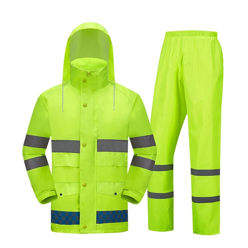 0.23mm two pieces water proof oil chemical resistant oxford fabric PVC coating rain coat reflective raincoat