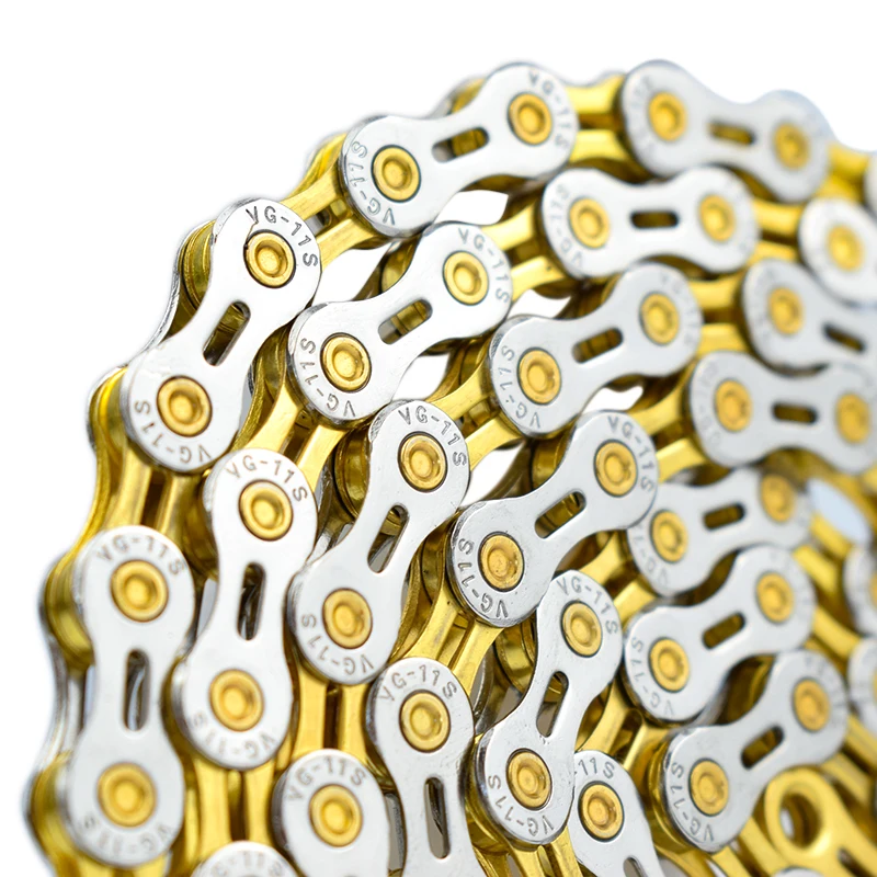 VG Sports 11 22 33 Speed Half Hollow Bicycle Chain for MTB Mountain Road Bike, Silver,gold,rainbow,gold silver,titanium gold
VG Sports 11 22 33 Speed Half Hollow Bicycle Chain for MTB Mountain Road Bike, Silver,gold,rainbow,gold silver,titanium gold