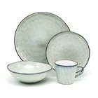 Rock grey with Rim Glazed stoneware dinner set Japanese porcelain tableware ceramic plate sets