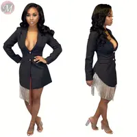 9101623 fashionable autumn black color tassel hem High Fashion Womens Clothing Blazer
9101623 fashionable autumn black color tassel hem High Fashion Womens Clothing Blazer
