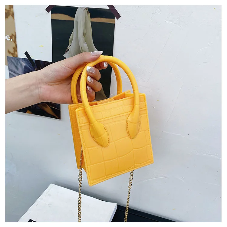 

Young Lady Candy Color Purses 2022 Spring Summer Girls Mini Bags Stone Pattern Women Handbags Small Jelly Bag