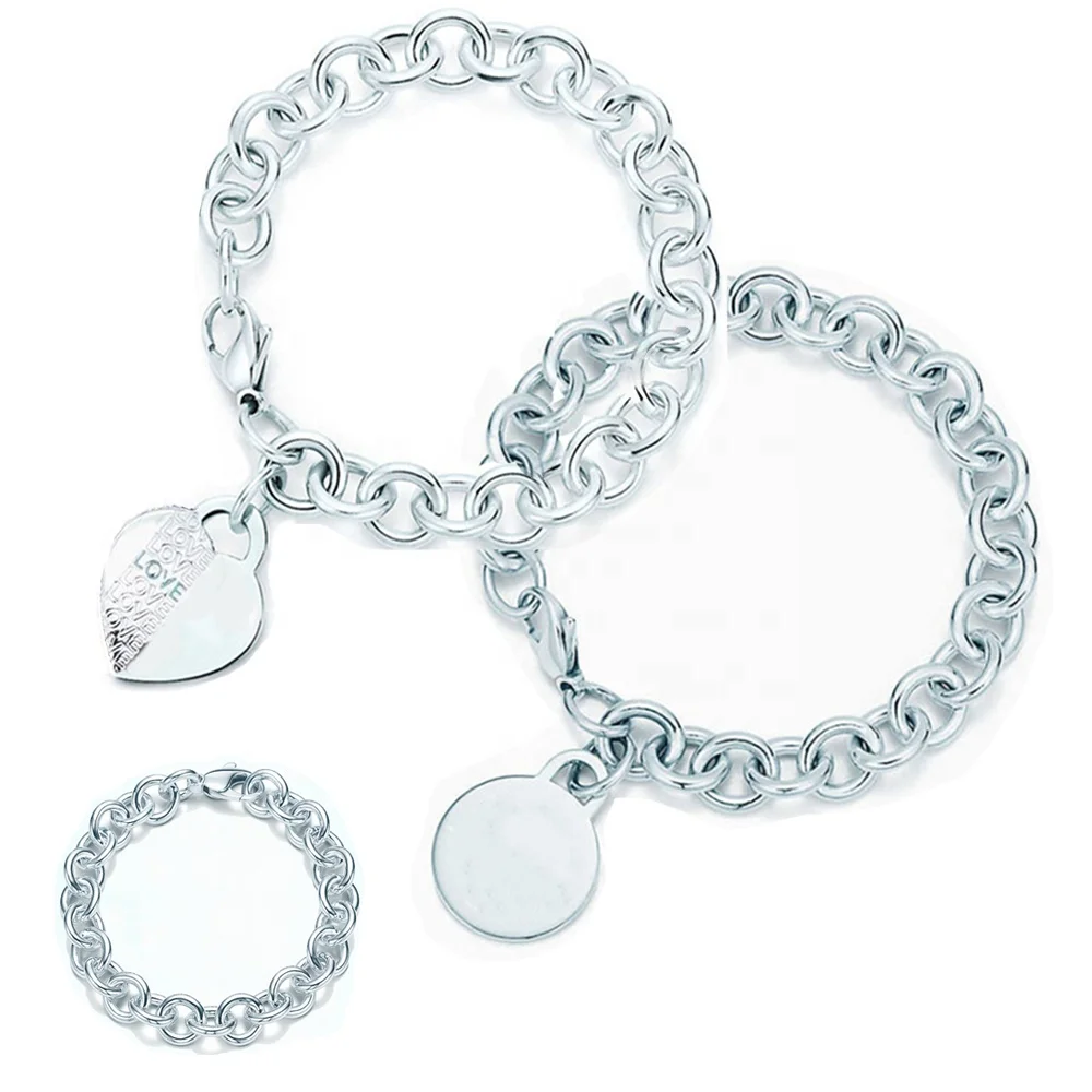 New Silver Bracelets& Bangles 925 sterling silver Charm Bracelet for Women TIFF Style Couple heart tag love Chain link bracelets
New Silver Bracelets& Bangles 925 sterling silver Charm Bracelet for Women TIFF Style Couple heart tag love Chain link bracelets