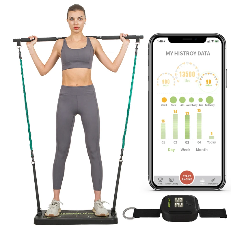 Shoulder Chest Press Bicep Curls Leg extensions with Resistance Bands & Exercise Bar & Handles Home Gym Workout Fitness Board, Black
Shoulder Chest Press Bicep Curls Leg extensions with Resistance Bands & Exercise Bar & Handles Home Gym Workout Fitness Board, Black