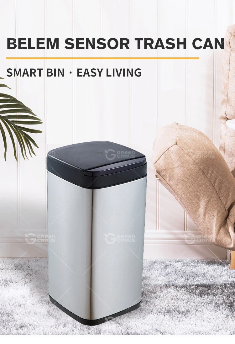 high-tech sensor trash bin stainless steel touchless sensor