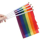 Textile Customized Waving Country or Company Logo Printing Polyester Table Flag, Hand Flag