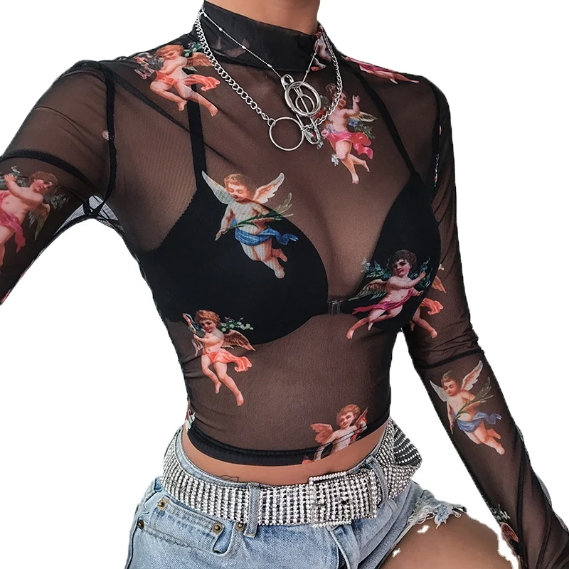 Sexy Women T Shirt See Through Transparent Mesh Tops Long Sleeve Sheer Slim Ladies Turtleneck T-Shirt
Sexy Women T Shirt See Through Transparent Mesh Tops Long Sleeve Sheer Slim Ladies Turtleneck T-Shirt