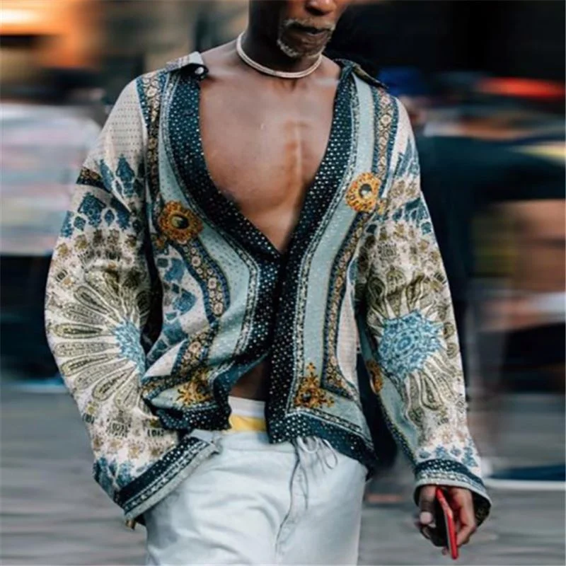 2021 New summer men hot sales printing long sleeve shirt fashion casual patchwork color Loose lapel Cardigan, Customized color
2021 New summer men hot sales printing long sleeve shirt fashion casual patchwork color Loose lapel Cardigan, Customized color