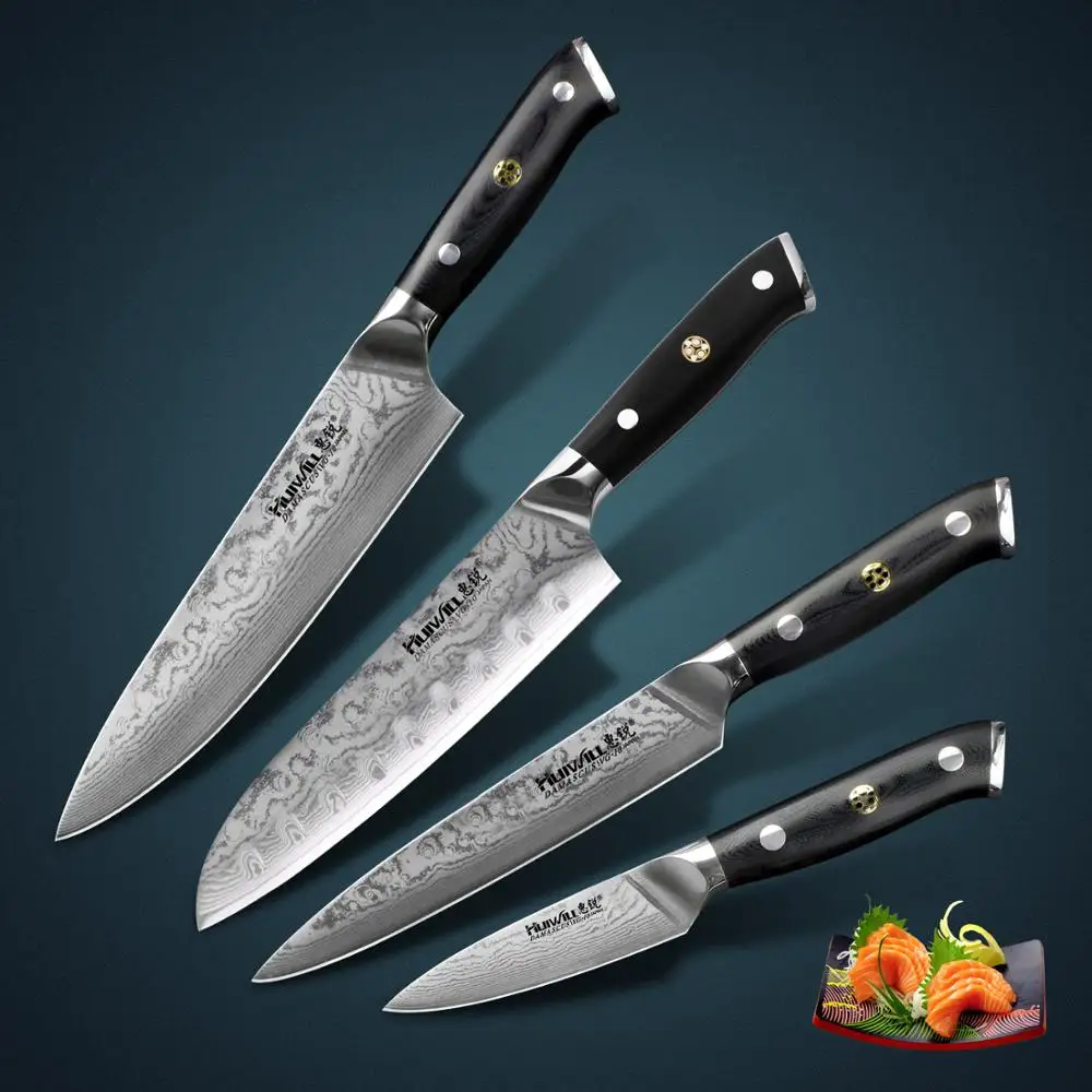 67 слоев 4 шт. японский VG10 Дамасская сталь шеф повар/Santoku кухонный нож набор нарезки ножи для шашлыков овощей с мозаикой заклепки