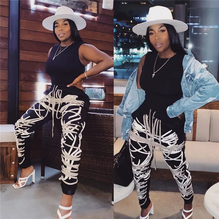 women Casual long pants Diablo lace trousers Street style trendy trousers, Customized color
women Casual long pants Diablo lace trousers Street style trendy trousers, Customized color