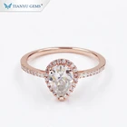 Tianyu Halo Design 14k 18k Real Rose Gold Women Lady Ring 1.5ct Pear Brilliant Cut Moissanite Diamond Ring