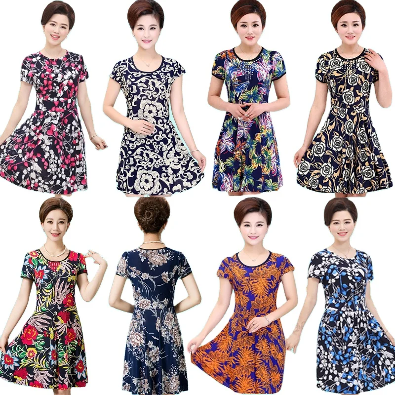 Mixed styles women middle-aged and elderly female ice silk dress mother dress, Mix color
Mixed styles women middle-aged and elderly female ice silk dress mother dress, Mix color
