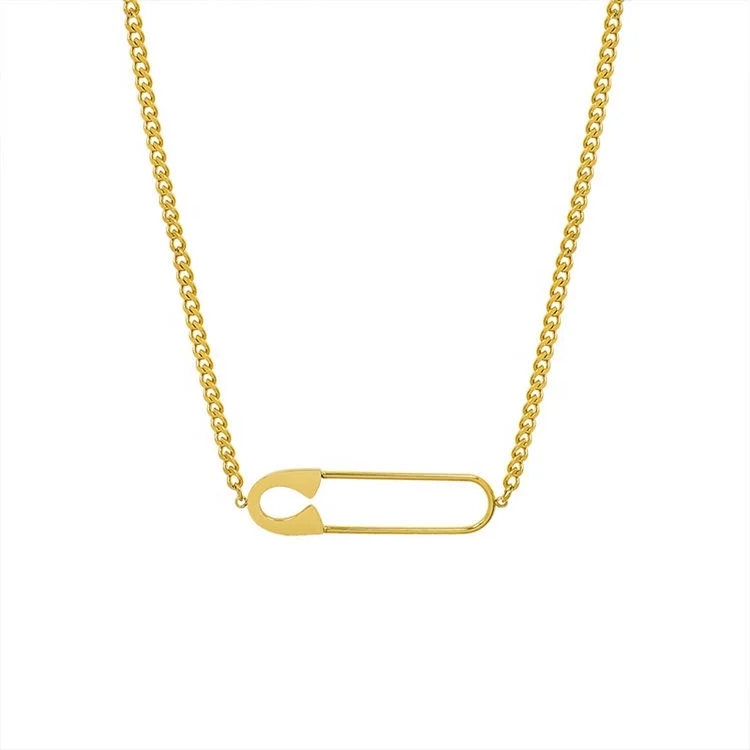 New Fashion Design Jewelry Women Stainless Steel Horizontal Safety Pin Charm Necklace Daily Gold Choker Necklace
New Fashion Design Jewelry Women Stainless Steel Horizontal Safety Pin Charm Necklace Daily Gold Choker Necklace