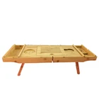 Multifunctional Bathroom Caddy Bath Bed Tray Bamboo with Book Holder