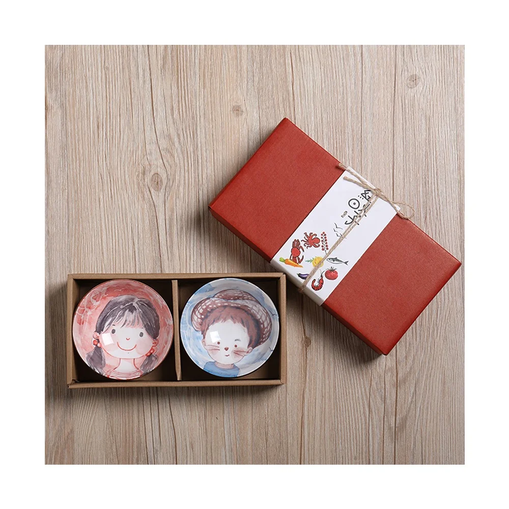 Cartoon couple series Two-piece Bowl ceramic tableware gift porcelain dinnerware set with Japanese gift box Cute exquisite gift
Cartoon couple series Two-piece Bowl ceramic tableware gift porcelain dinnerware set with Japanese gift box Cute exquisite gift