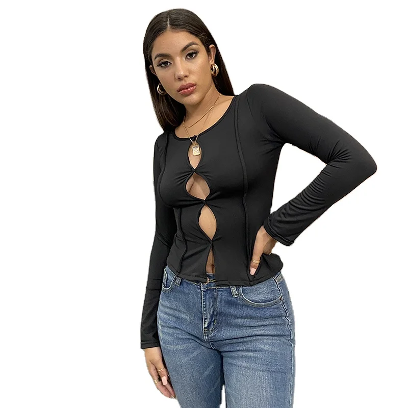 Hot Style Women Long Sleeve Top O Neck Sexy Crop Navel Slim Hollow T Shirt Blouse, Black, khaki, wine red
Hot Style Women Long Sleeve Top O Neck Sexy Crop Navel Slim Hollow T Shirt Blouse, Black, khaki, wine red