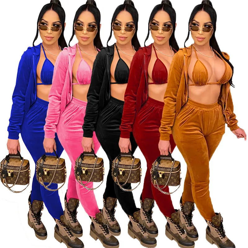 87 Europe and America Amazon autumn and winter new long sleeve hooded sweater velvet jacket pants set three-piece women, Customized color
87 Europe and America Amazon autumn and winter new long sleeve hooded sweater velvet jacket pants set three-piece women, Customized color