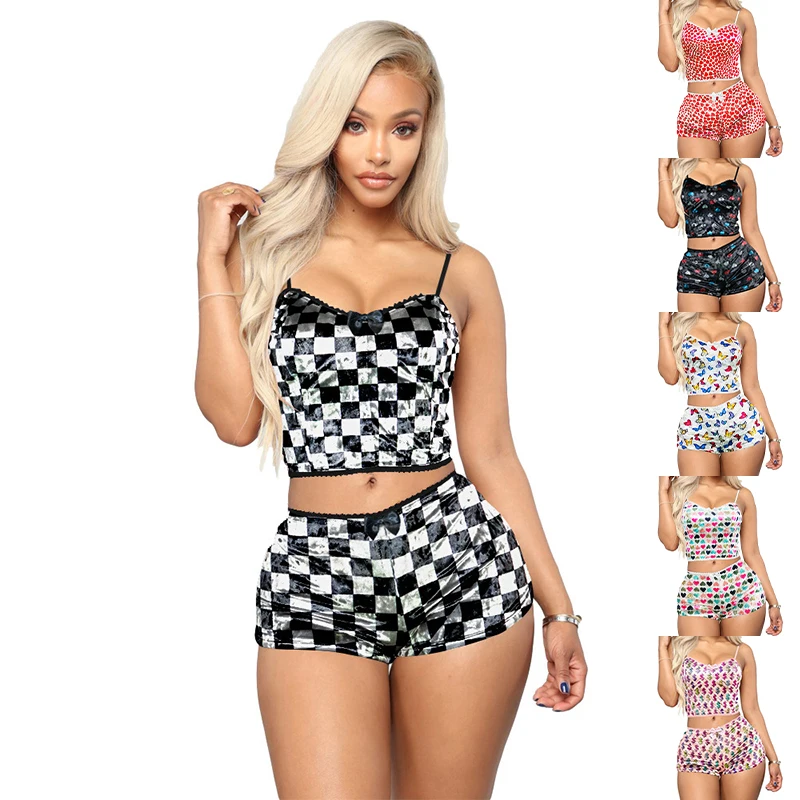 2022 sleepwear 2 piece set summer two piece lounge wear set for woman short pajama set velvet women's sleepwear, Picture shows
2022 sleepwear 2 piece set summer two piece lounge wear set for woman short pajama set velvet women's sleepwear, Picture shows