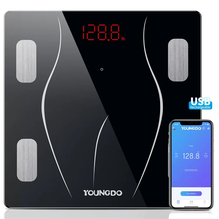 YOUNGDO smart body fat % scale pounds digital weight glass body electronic scale
YOUNGDO smart body fat % scale pounds digital weight glass body electronic scale