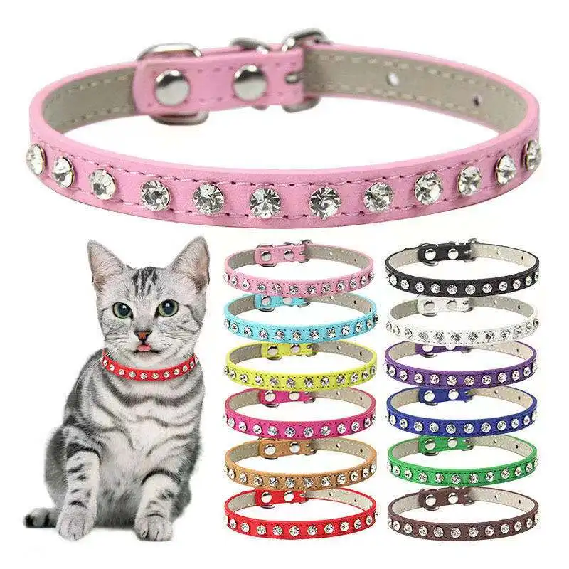 Rhinestone Bling PU Thin Leather Collar For Dog Cat Pet Crystal Diamond Dog Collar Strap, Customized color
Rhinestone Bling PU Thin Leather Collar For Dog Cat Pet Crystal Diamond Dog Collar Strap, Customized color