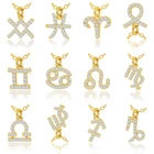 new fashion simple brass zircon zodiac necklaces sign quantum jewelry