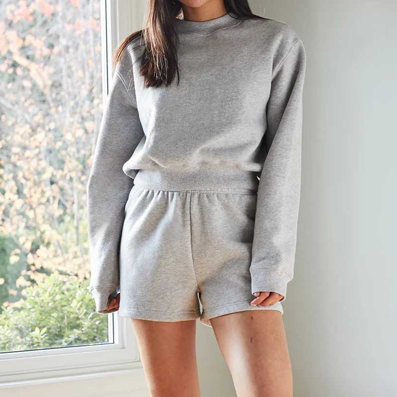 Pullover 2 Piece Sweatshirt Outfit Plain Loungewear Fleece Cropped Sweatshirt And Short Set Women 2 Piece Set Clothing
Pullover 2 Piece Sweatshirt Outfit Plain Loungewear Fleece Cropped Sweatshirt And Short Set Women 2 Piece Set Clothing