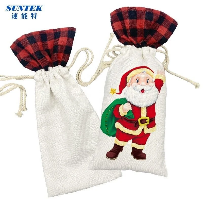 Blank sublimation Christmas ornaments linen plaid side red wine corset pocket, White
Blank sublimation Christmas ornaments linen plaid side red wine corset pocket, White