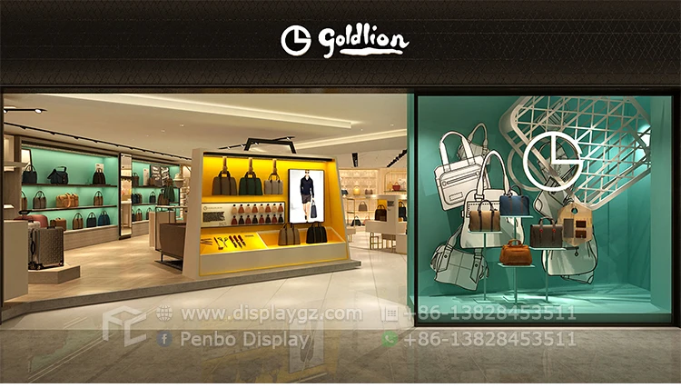 Customized Modern Bag Shelves Bags Display Showcase For Retail Store