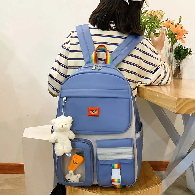 Wholesale Korea style cute school bags with large capacity contrast colors backpack for girls
Wholesale Korea style cute school bags with large capacity contrast colors backpack for girls