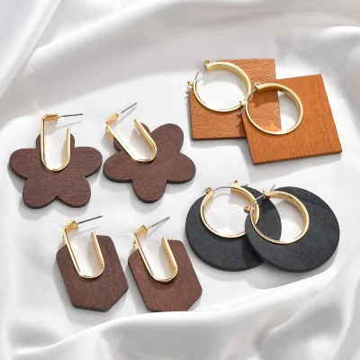 Korean Design Solid Color Hollow Out Geometric Circle Round Wooden Earrings Golden Side Flower Clip on Wood Earrings for Girls, Picture shows/custom color
Korean Design Solid Color Hollow Out Geometric Circle Round Wooden Earrings Golden Side Flower Clip on Wood Earrings for Girls, Picture shows/custom color