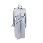 Foreign trade latest design women's office long wool coat spring covered button suede trench coat