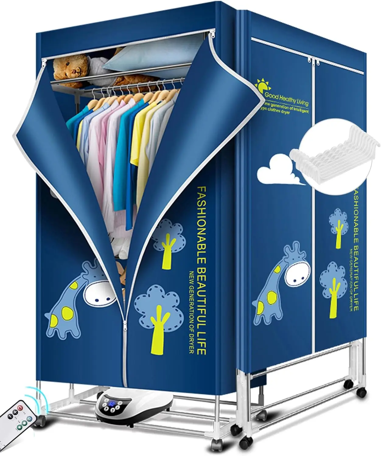 New Portable folding Electric Clothes Dryer Machine with Remote Control 1500W Waterproof Cloth Anion clothes air dryer