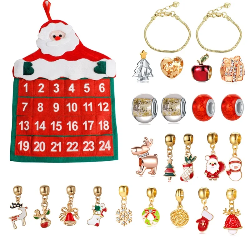 Christmas jewelry gift calendar cloth bag bracelet necklace beads diy christmas gift set, Gold
Christmas jewelry gift calendar cloth bag bracelet necklace beads diy christmas gift set, Gold