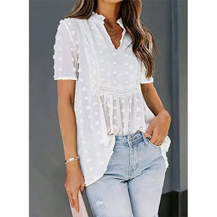 PEARL Newest Design Summer Short Sleeve Lace Chiffon Shirts Ladies' Blouses Woman Tops Fashionable
PEARL Newest Design Summer Short Sleeve Lace Chiffon Shirts Ladies' Blouses Woman Tops Fashionable