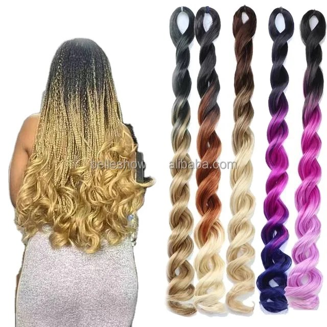 

Hot sell 20inch 100g wholesale crochet braid fiber jumbo braids deep wave hair ombre synthetic braiding hair extensions