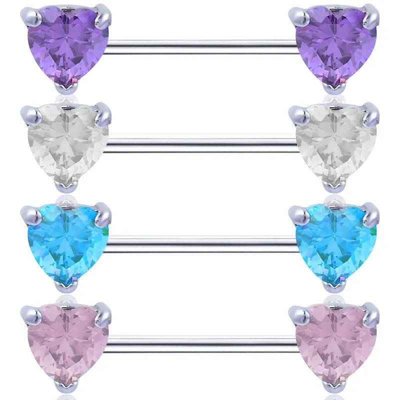 Sexy Rhinestone Heart Shape Zircon Stainless Steel Industria Barbell Nipple Shield Body Piercing Jewelry Nipple Ring, Purple,sky blue,pink,clear
Sexy Rhinestone Heart Shape Zircon Stainless Steel Industria Barbell Nipple Shield Body Piercing Jewelry Nipple Ring, Purple,sky blue,pink,clear