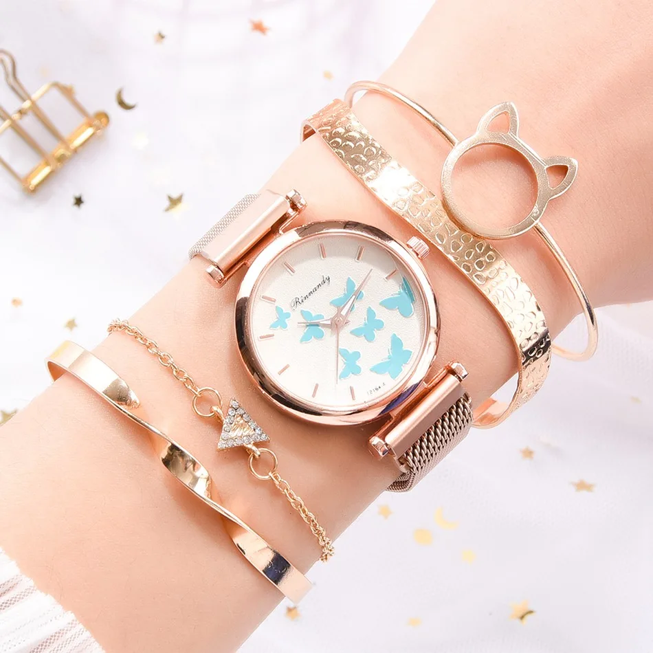 5PCS Watch With Bracelet Luxury Women's Wristwatch Fashion Bangle Ladies Dress Wrist Watch Elegante Clock Gift Relogio, As show
5PCS Watch With Bracelet Luxury Women's Wristwatch Fashion Bangle Ladies Dress Wrist Watch Elegante Clock Gift Relogio, As show