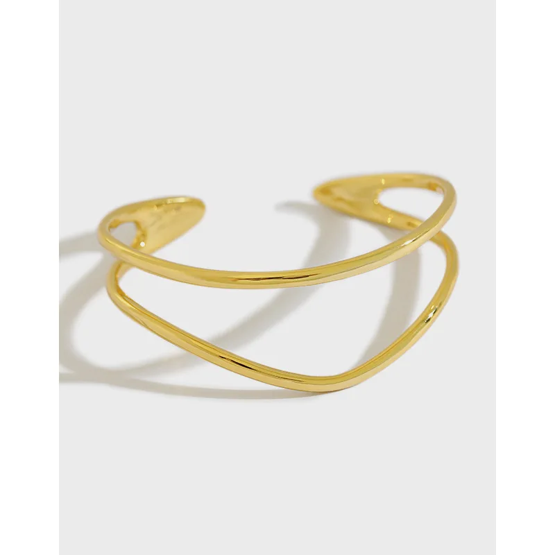 Japanese Korean S925 sterling silver Cuff Bracelets INS open double line glossy silver bangle
Japanese Korean S925 sterling silver Cuff Bracelets INS open double line glossy silver bangle
