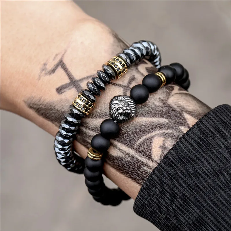2pcs/set Men Bracelet Set CZ Zircon Lion Charms Natural Magnetic Hematite Stone Beads Bracelets (KB8321), As picture
2pcs/set Men Bracelet Set CZ Zircon Lion Charms Natural Magnetic Hematite Stone Beads Bracelets (KB8321), As picture