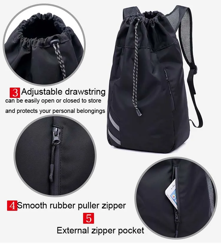 drawstring backpack bag sport gym water-resistant sack pack with