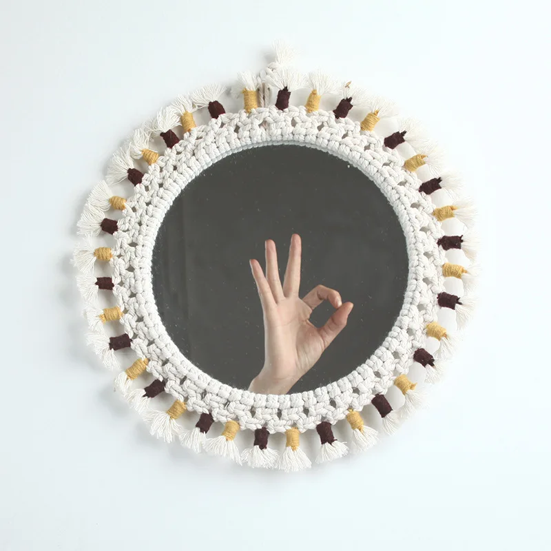 Nordic Style Handmade Macrame Dream Catcher Wall Hanging Girl Bedroom Decorative Round Wall Mirror Frame
Nordic Style Handmade Macrame Dream Catcher Wall Hanging Girl Bedroom Decorative Round Wall Mirror Frame