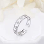 Seven.A SAR0079 Hollowed-Out Star Shape 925 Sterling Silver 18k Platinum Plating Delicate Simple Opening Ring