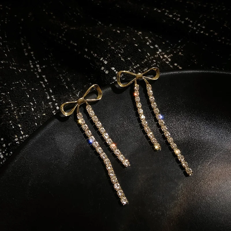 New Temperament Long Tassel Drop Dangle Earrings for Women Girls Elegant Bow-knot Earrings Statement Jewelry, Customized color
New Temperament Long Tassel Drop Dangle Earrings for Women Girls Elegant Bow-knot Earrings Statement Jewelry, Customized color