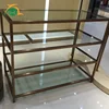 Design customize glass layer showcase stainless steel metal shoe rack for shoes display