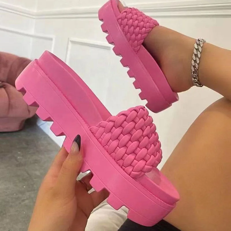 new arrival fashion fuchsia women sandals thick sole slippers woven strap design outdoor high heel sandals for women, Black, fuchsia, beige, white
new arrival fashion fuchsia women sandals thick sole slippers woven strap design outdoor high heel sandals for women, Black, fuchsia, beige, white
