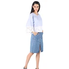 New Style Spring O-Neck Long Buff Sleeve Elegant Ruffle Women Normal Blouse Lady Tops