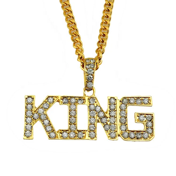 Hot Sale Fashion Gold Plated Alloy Men Hip Hop Long Chain Big Letter King Pendant Necklace
Hot Sale Fashion Gold Plated Alloy Men Hip Hop Long Chain Big Letter King Pendant Necklace