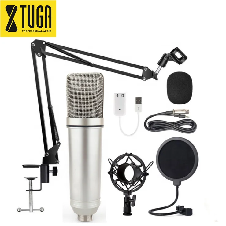China wholesale condenser wired broadcasting quality voiceover microphone set for singing
China wholesale condenser wired broadcasting quality voiceover microphone set for singing