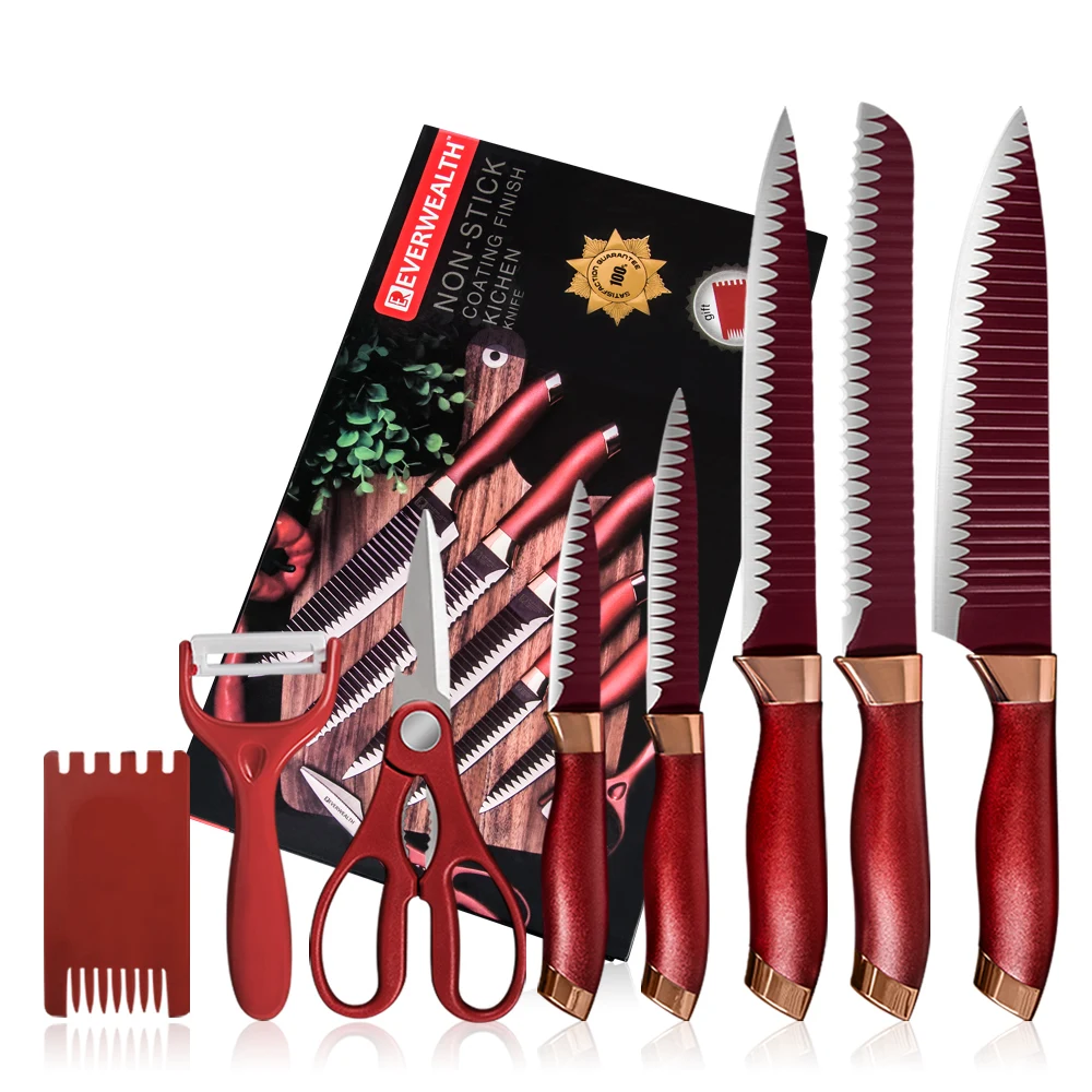 New design drop ship non stick Japanese kitchen knives meat bread cutting knife set kitchen with gift box, Red
New design drop ship non stick Japanese kitchen knives meat bread cutting knife set kitchen with gift box, Red